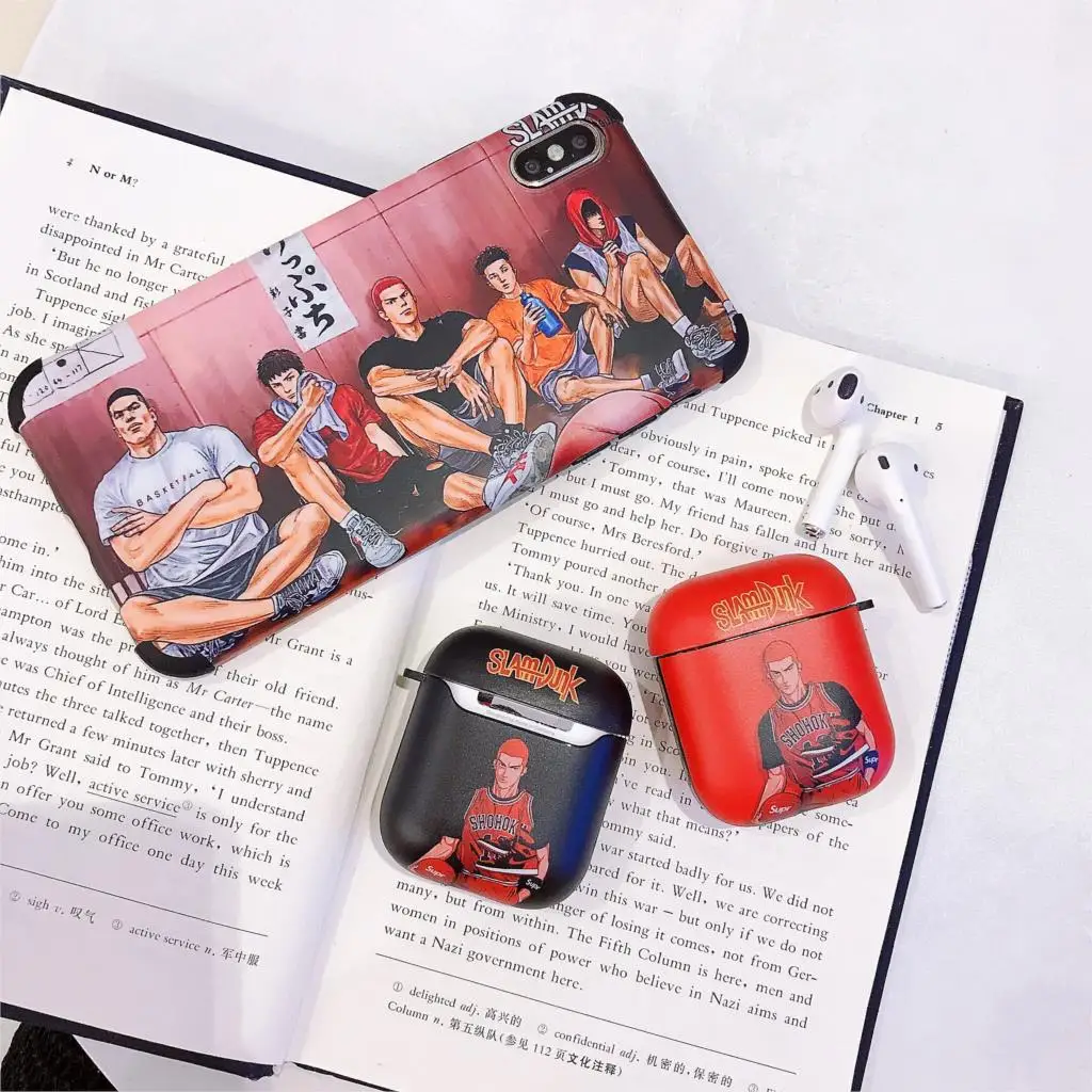 Чехол для AirPods Slam Данк шаблон кожухи головных телефонов для Apple Airpods 2 Чехол Силиконовый мягкий глянцевый IMD защитный чехол