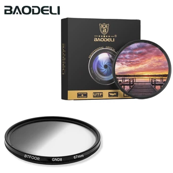 BAODELI 그라디언트 Gnd 필터, 카메라 캐논 렌즈 M50 600d, 니콘 D3200 D3500 D5100 D5600, 소니 A6000 용, 49, 52, 55, 58, 67, 72, 77, 82 mm