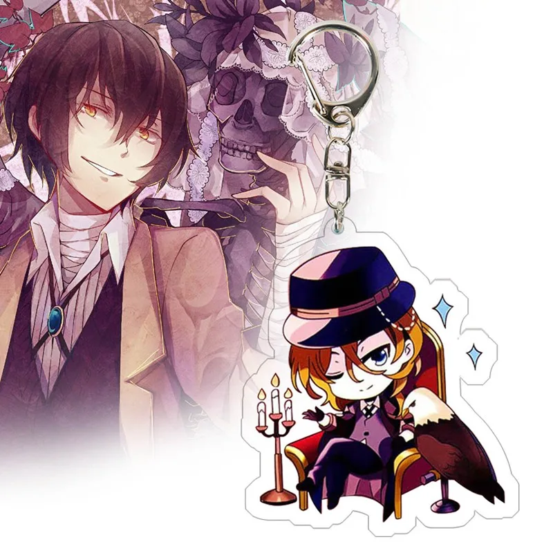 

Bungou Stray Dogs Rubber Strap Keychains Tsumamarekko Dazai Atsushi Ranpo Akutagawa Chuya