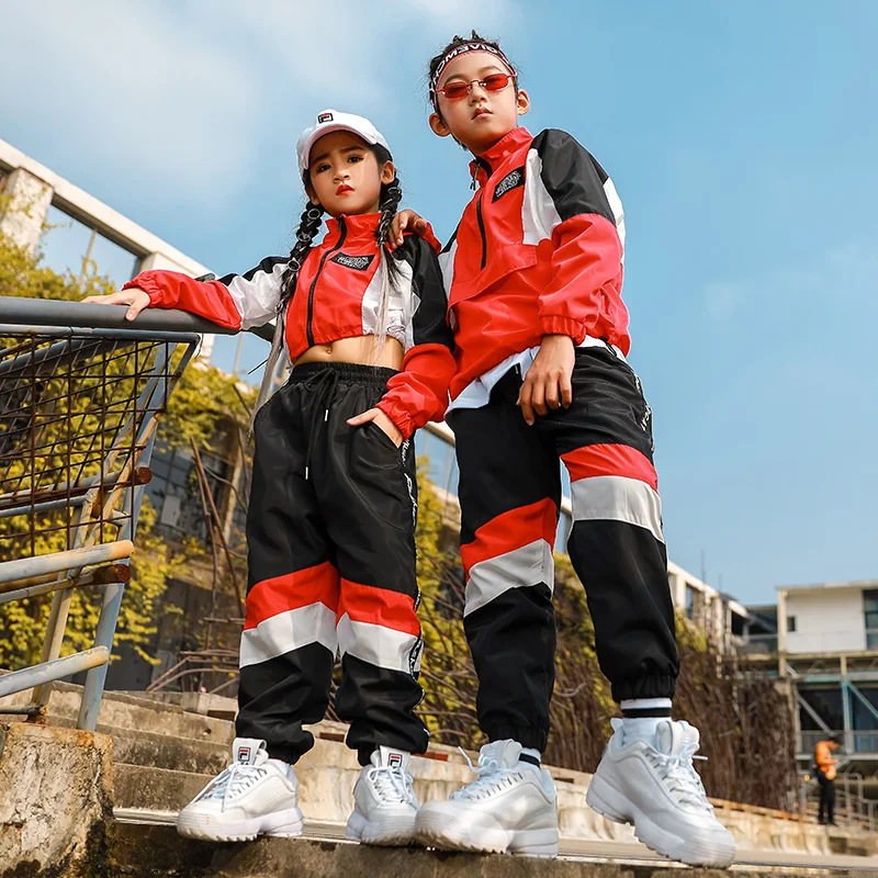 Ropa/ детский костюм в стиле хип-хоп Модная Одежда для танцев в стиле хип-хоп для мальчиков и девочек, пальто с длинными рукавами современные костюмы для танцев в уличном стиле, B1230
