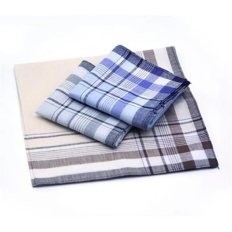 5pcs handkerchief 100% Cotton Plaid Stripe Handkerchiefs for Men Classic Business Pocket Handkerchief Pocket Chest Towel