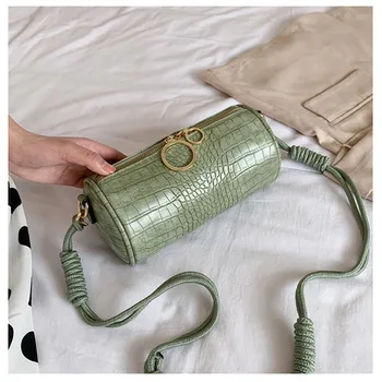 

2020 Summer Alligator Pattern Barrel Bags For Women Chain Female PU Leather Crossbody Bag Sac Main Shoulder Bag Designer Handbag