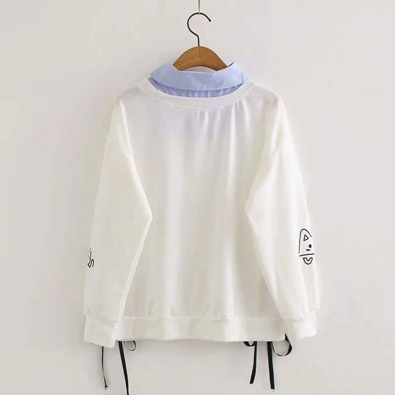 Веселая Красивая Для женщин с рисунком кота из мультфильма Harajuku толстовки зимняя одежда с длинным рукавом, отложным воротником со стойкой, милые пуловеры тренировочные костюмы