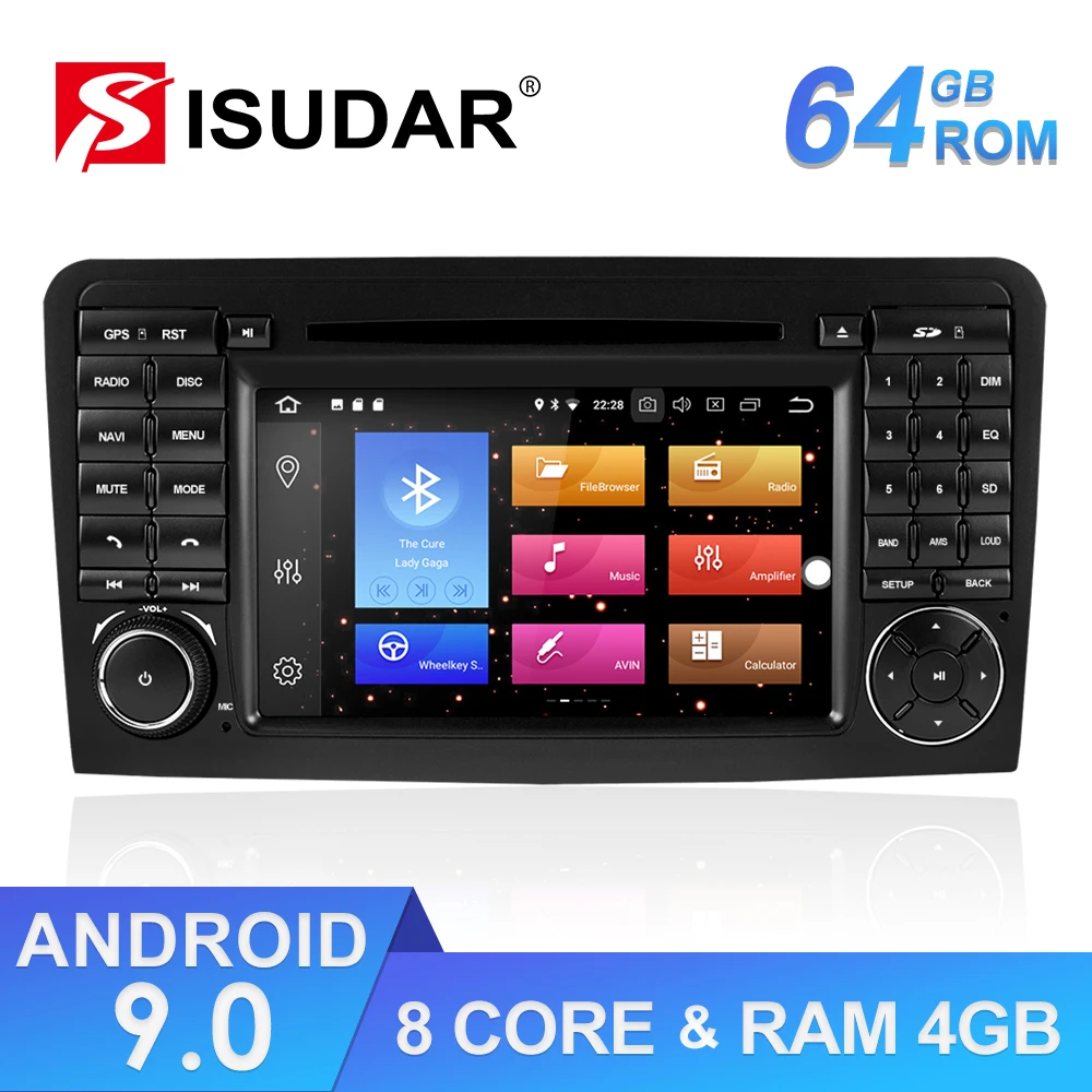 Isudar 2 Din Авто Радио Android 9 для Mercedes/Benz/ML Класс W164 ML350 ML300 автомобильный