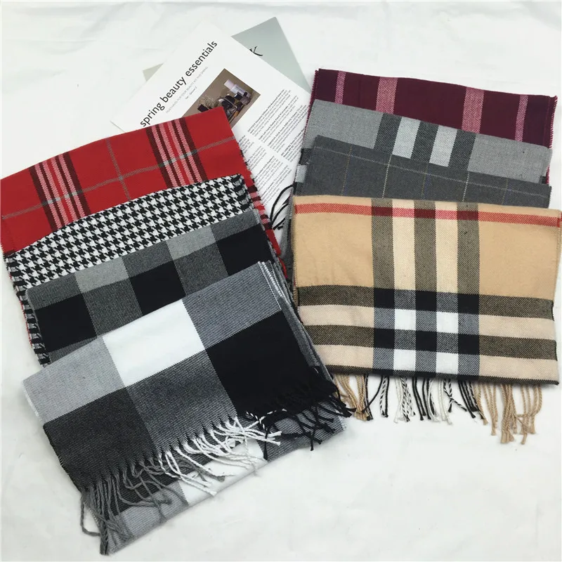 

Apparel Accessories, Scarves and Wraps, Plaid men's scarf, men's warm fringe neck