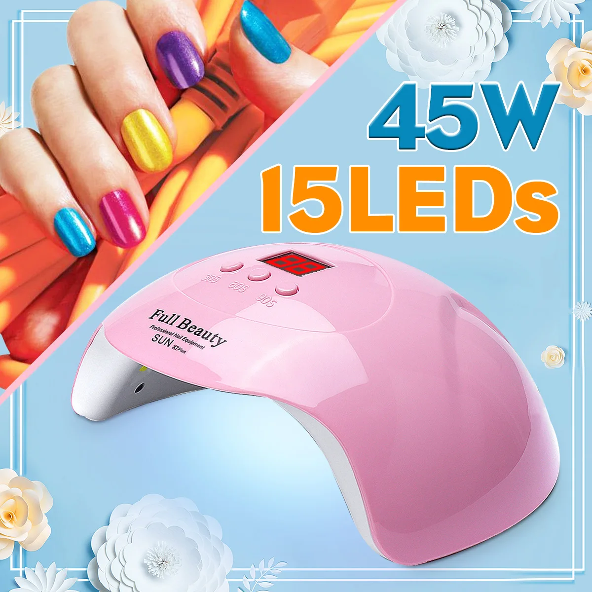 Nail Lamp 45W UV LED For Nails Dryer Manicure Gel Nail Lamp Fast Drying Gel Varnish Intelligent Infrared Sensor USB Charging