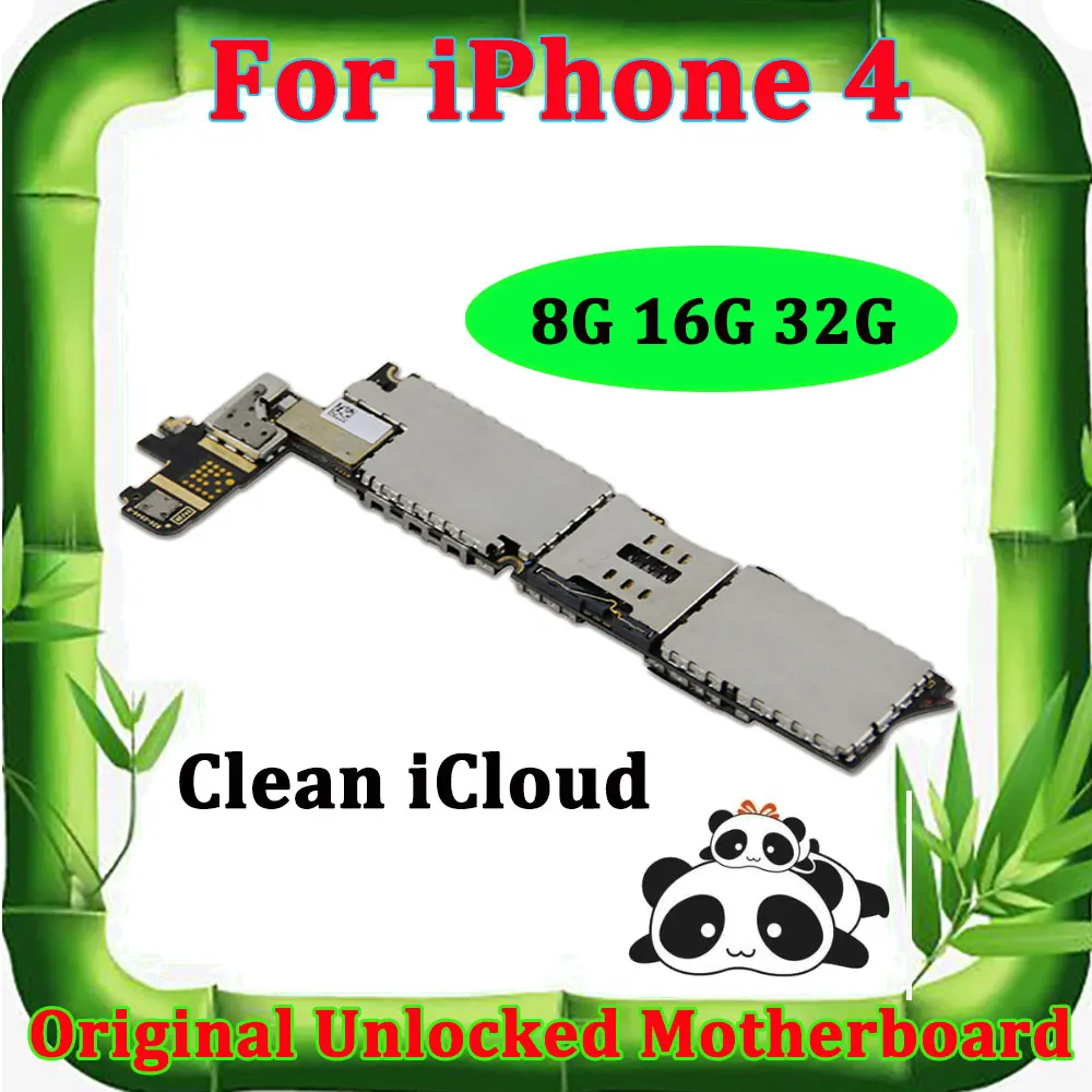 

Motherboard 8GB 16GB 32GB For iPhone 4 Original with Full Chips iCloud Unlock Mainboard Logic Board Main Mother Board Unlocked