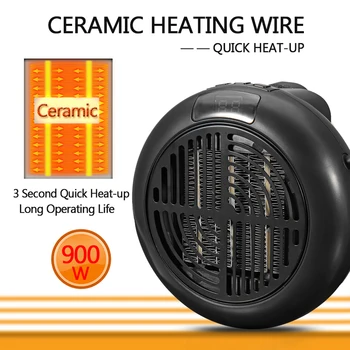 

900W Low Noise Mini Portable Electric Space Heater Fast Heating Table Air Warmer Fan for Home Office Desktop EU Plug