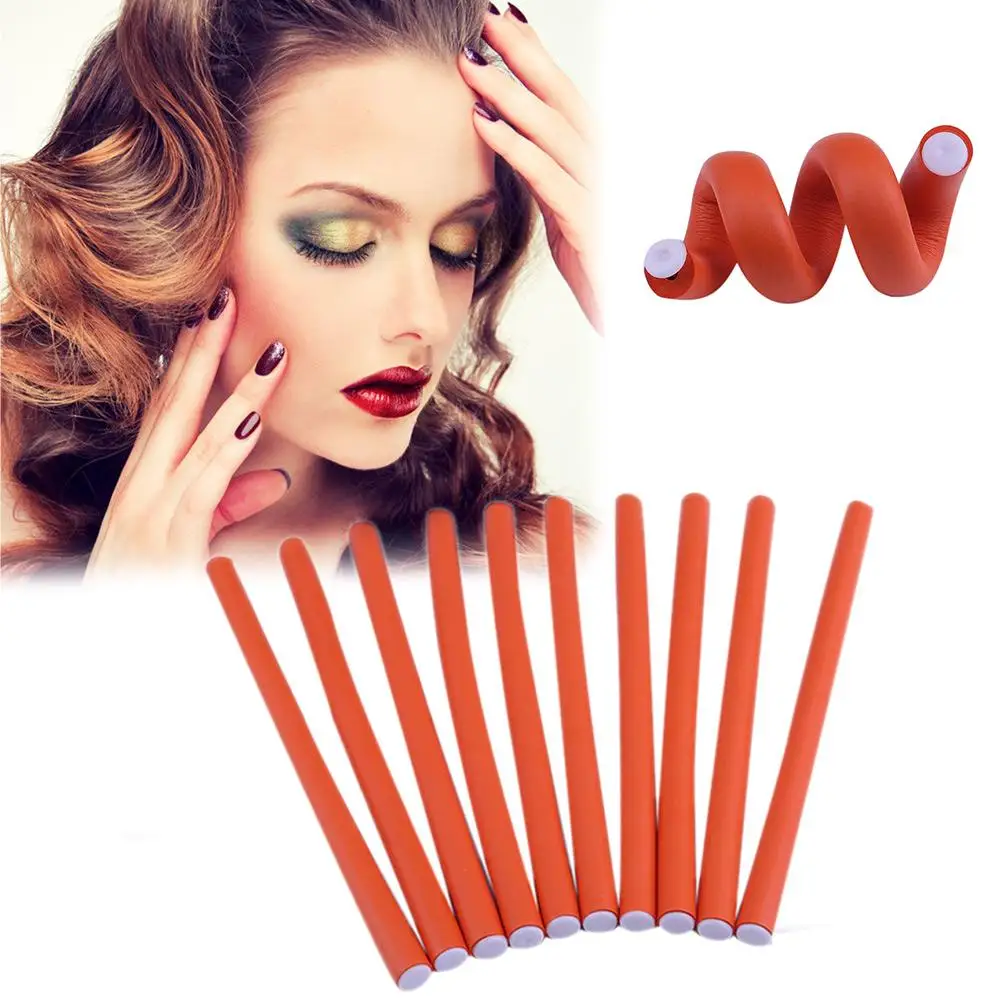 Hair Styling Tool Hair Curling Tools 10pcs Hair Curling Curler Magic Air Hair Rollers Soft Foam Bendy Twist Magic Flexi Rods Styling Sticks Tool Random color