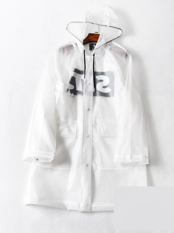 

TC42 Practical And Fashion ~ 2019 Printed Hooded Transparent Waterproof Raincoat Casual Hooded Coat Women's