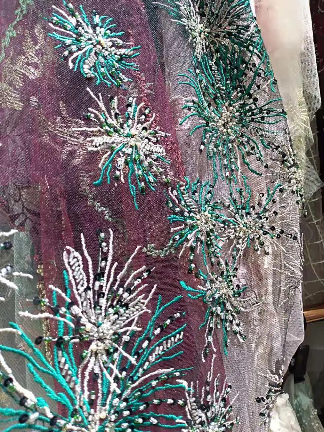 High-grade beaded full embroidery French mesh gauze African lace Nigeria lace suitable for high-end evening dress party fabric
