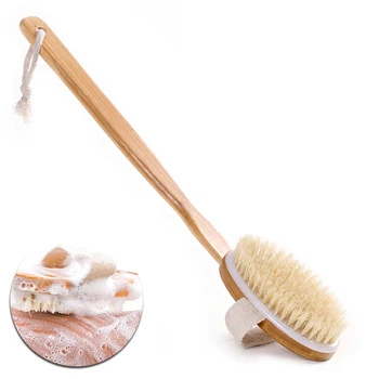 

1 Pcs Wooden Bath Nature Bristle body Brush Long Handle Reach Back Body Shower Brush SPA Scrubber Bathroom