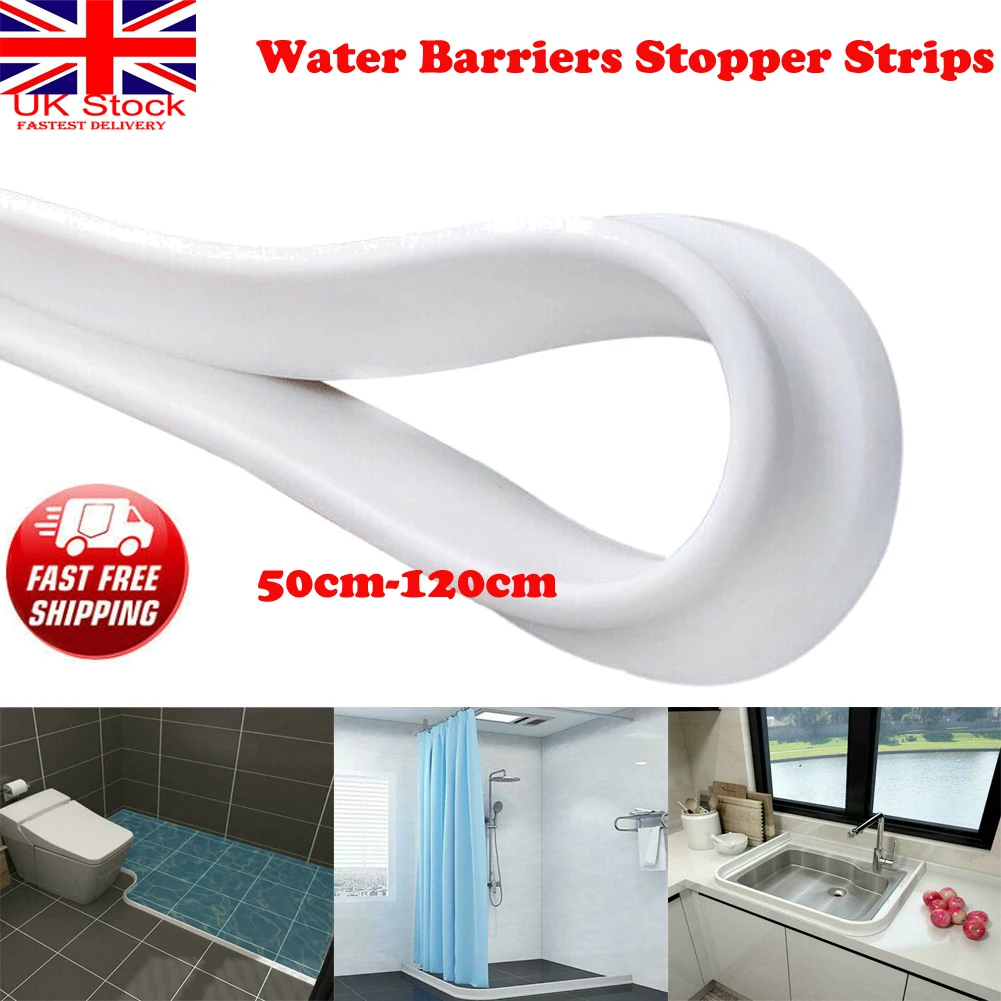 

AA Bathroom Kitchen Water Stopper Silicone Water Barriers Floor Partition Kitchen Shower Sink Bath Sealing Strip Tape Self
