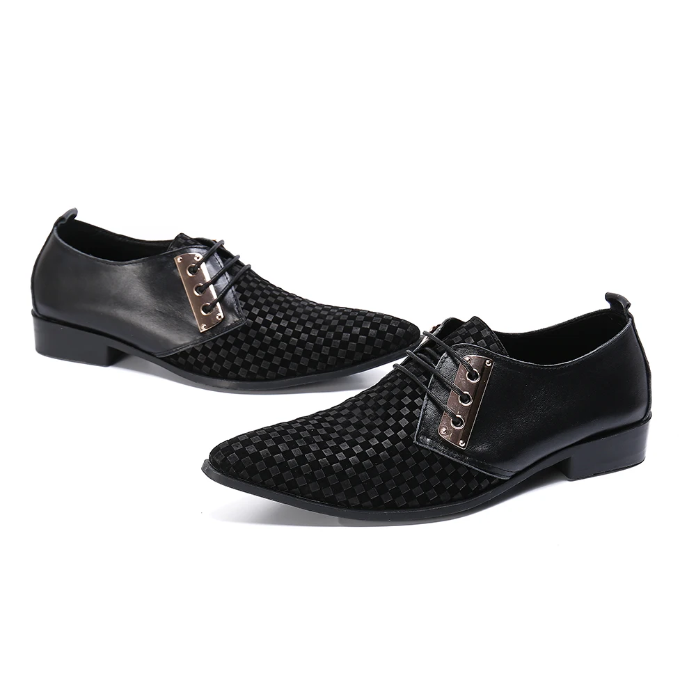 Черные мужские туфли ручной работы с фабрики; sapatos; Мужские модельные туфли в мелкую клетку; мужские деловые туфли из натуральной кожи на шнуровке
