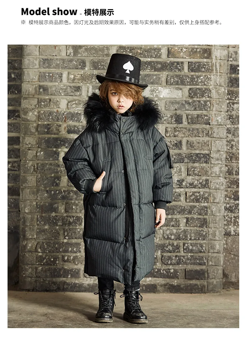 Коллекция года, новая зимняя детская куртка-пуховик в стиле ретро с капюшоном Повседневная Верхняя одежда с большим меховым воротником детская куртка-пуховик для холодной погоды, Y1964