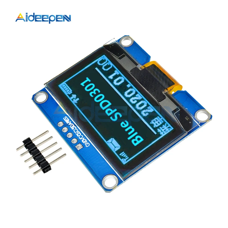 Модуль OLED дисплея 1 54 дюйма 5pin 128x64 IIC I2C IPS интерфейс SPD0301 Привод IC постоянный ток 3 В