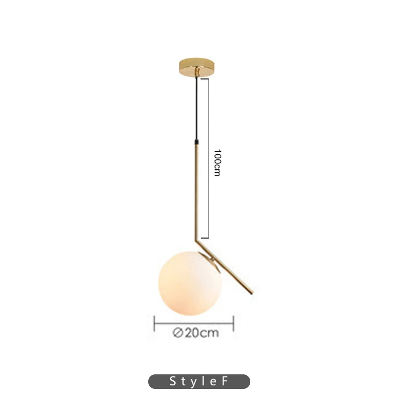 pendant lights F Скандинавский современный светодиодный подвесной светильник E27 стеклянный круглый шар оригинальность металлическая Подвесная лампа для гостиной кафе ресторан освещение - Цвет корпуса: pendant lights F
