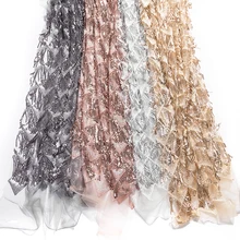 GLace 1Y вышивка кисточкой Блестки микро-эластичная сетчатая ткань ручной работы платье своими руками украшение TX1247