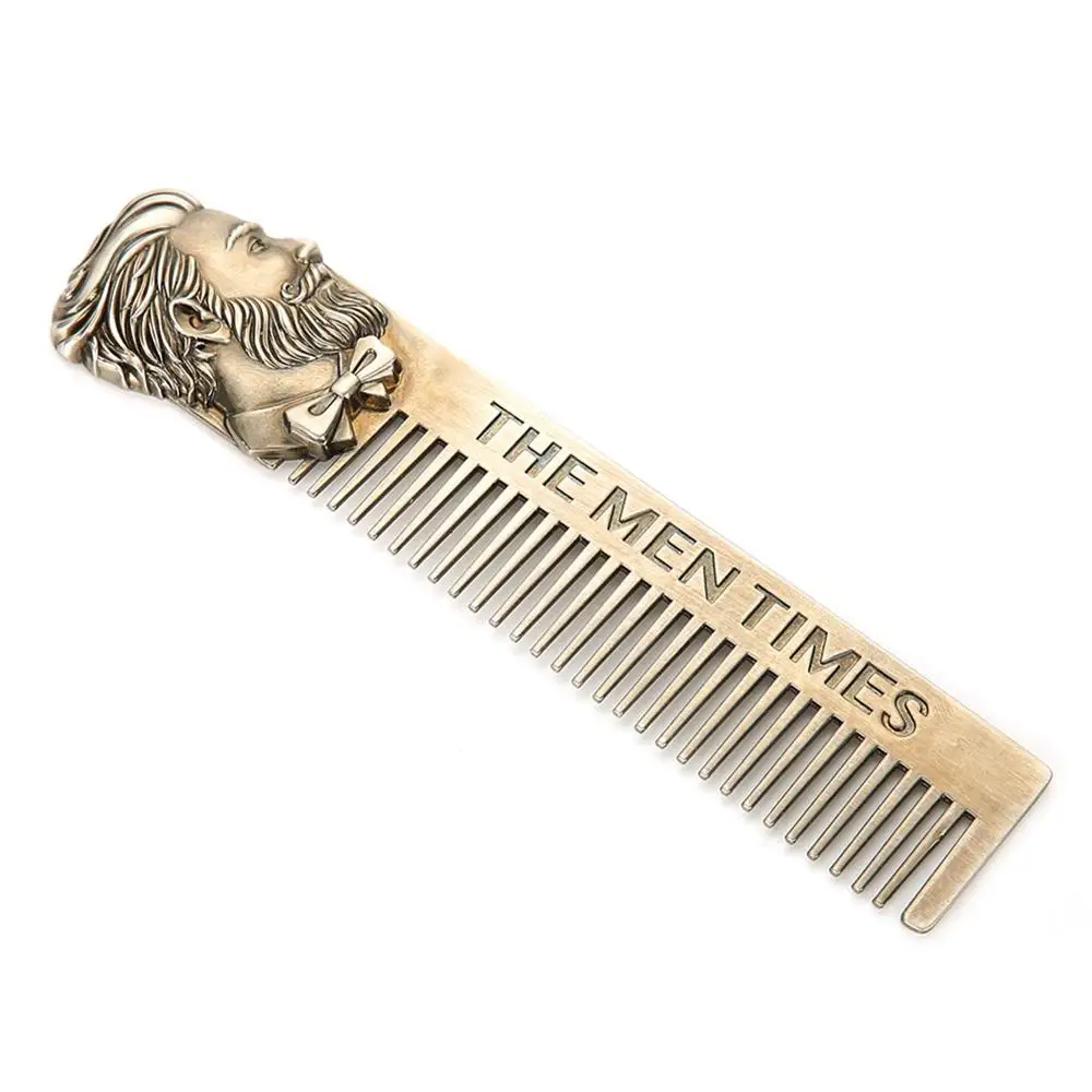 

Retro Oil Head Comb Stainless Steel Men's Beard Comb Anti-static Portable Pocket Shaving Back Aircraft Hair Comb Tattoo Supplies