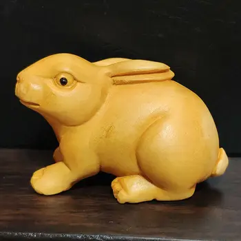 

CQ117 - 2" Hand Carved Boxwood Carving Netsuke : Pretty Rabbit