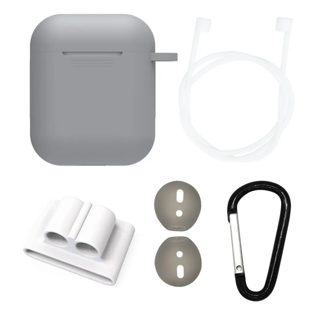 Синий Мягкий силиконовый чехол для Airpods противоударный защитный чехол для наушников Водонепроницаемый Анти-потеря ремешок для гарнитуры аксессуары - Цвет: Синий