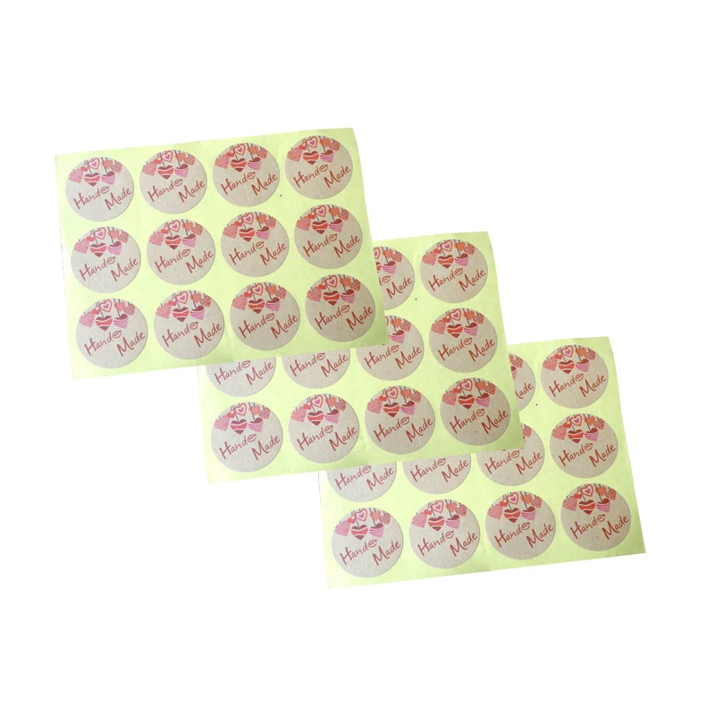 120pcs/lot 'Hand Made' Heart Round Self-adhesive Sealing Stickers DIY Decorative Baking Package Cake Cookies Box Label | Канцтовары
