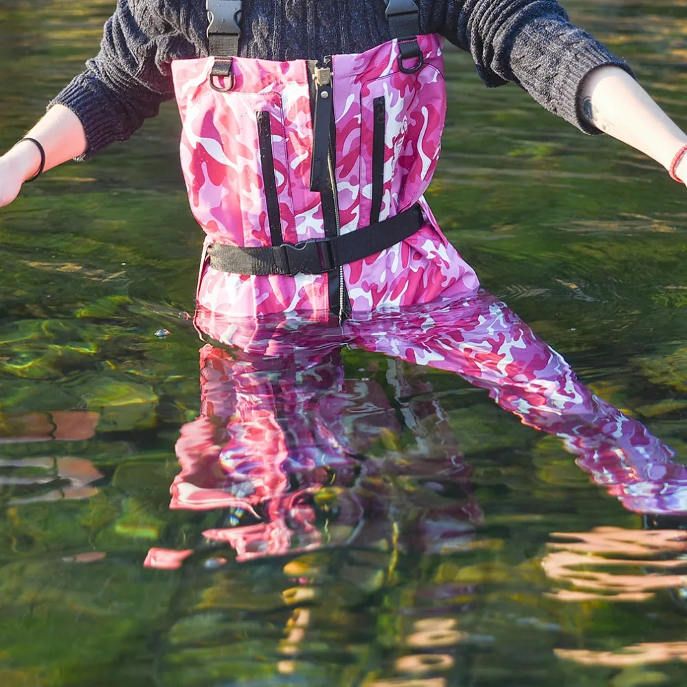 Waders de Pesca Impermeável e Respirável Wader com Zíper de Cobre Resistentes ao Desgaste Wygu Feminino Peito Waders Anexado Meias 17 waders resistentes ao desgaste anexado meias