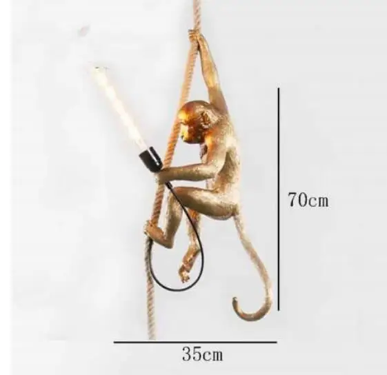 Современная черная обезьянка лампа из смолы пеньковая веревка Seletti лампа в форме обезьяны Белая Гостиная обезьянка светильники в подвесные светильники лампа E27 - Цвет корпуса: monkey pendant lamp