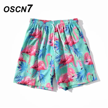 

OSCN7 Casual Streetwear Hawaii Print Oversize Beach Board Shorts Men 2020 Summer High Street Bermuda Short Pants Women BM24