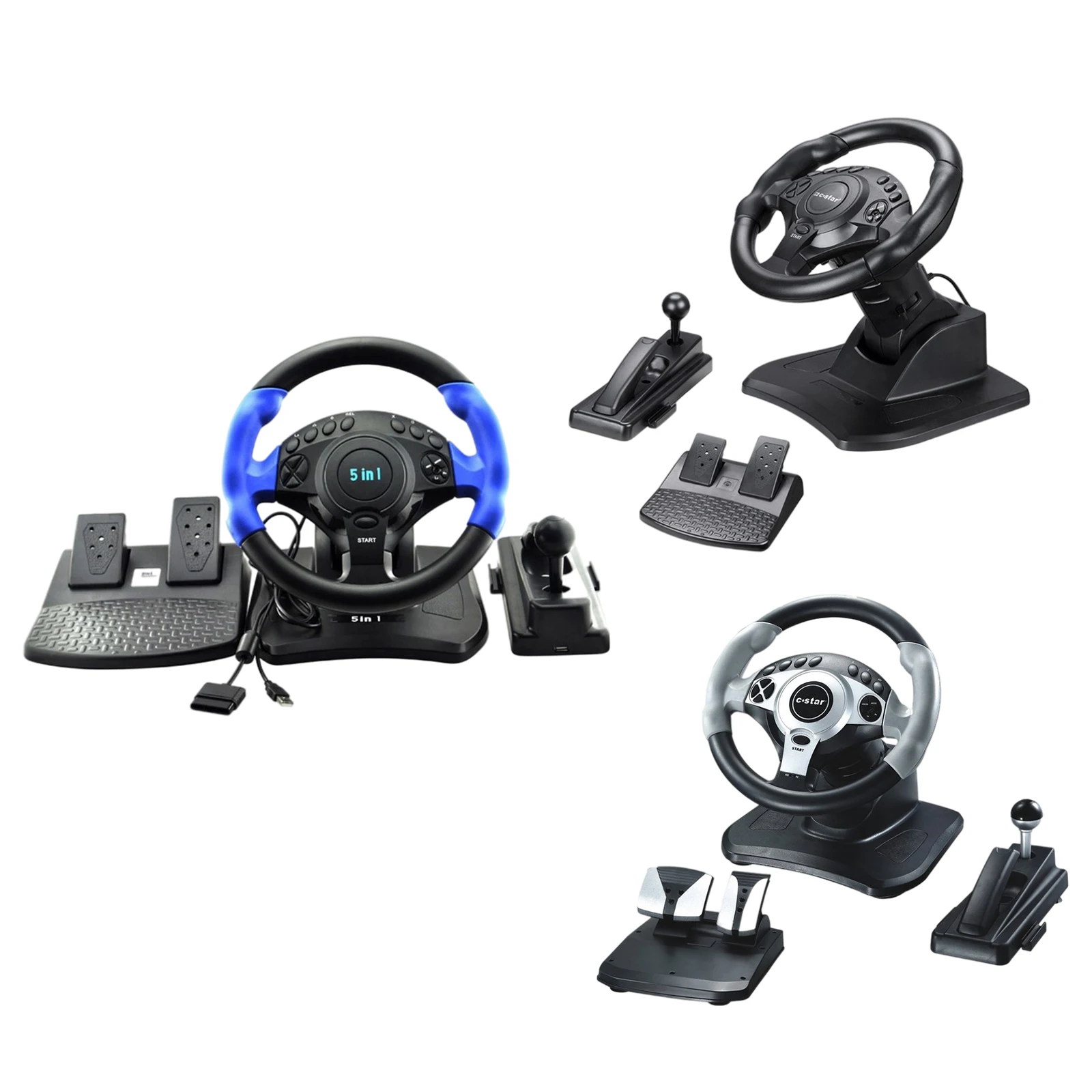 Controlador de Vibração de Volante de Corrida, 7 em 1, Simulação de Jogo,  Pedais para Switch, Xbox 360, Xbox One, PC, PS4, 3, Android - AliExpress