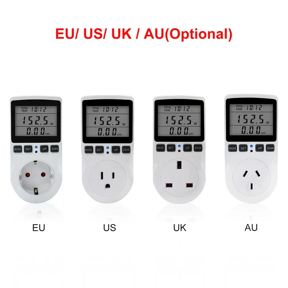 

Power Meters Digital Wattmeter Energy Meter Watt Monitor Electricity KWH/Cost Alarm Measuring Socket Analyzer