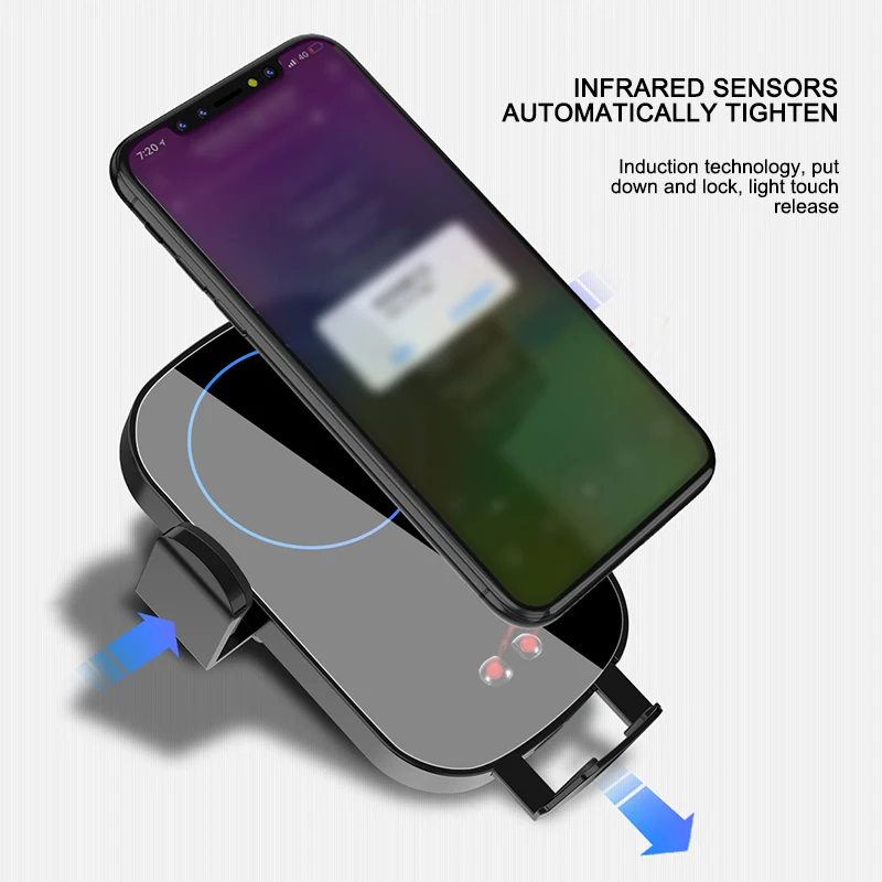 Беспроводное Автомобильное зарядное устройство QI для Iphone 11 huawei быстрое 2 в 1 10 Вт