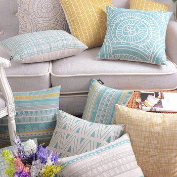 

Free Shipping!!Blue nordic orange geometric pillow/almofadas case seat chair bed,marine cushion cover,decorative throw pillows