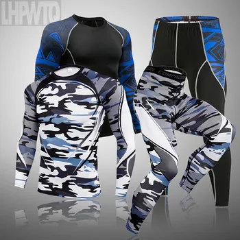 

Men's Brand Long Underwear Set 3D Camouflage Thermal underwear underpants Compression full suit tracksuit warm men clothing