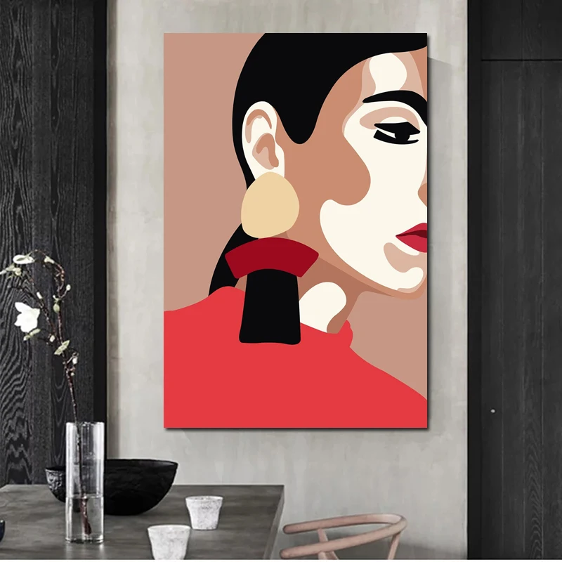 

Nordic Abstract Pictures Side Profile Beauty Wall Art Canvas Painting For Home Decor Painting On Canvas For Unique Gift