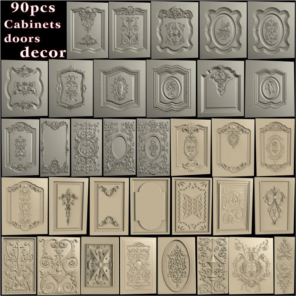 90 шт. шкафы/двери Декор Цветок 3d STL модель, рельеф для ЧПУ маршрутизатор Aspire Artcam _ Cabinets_doors _ декоративный цветок|Фрезы по дереву| | АлиЭкспресс