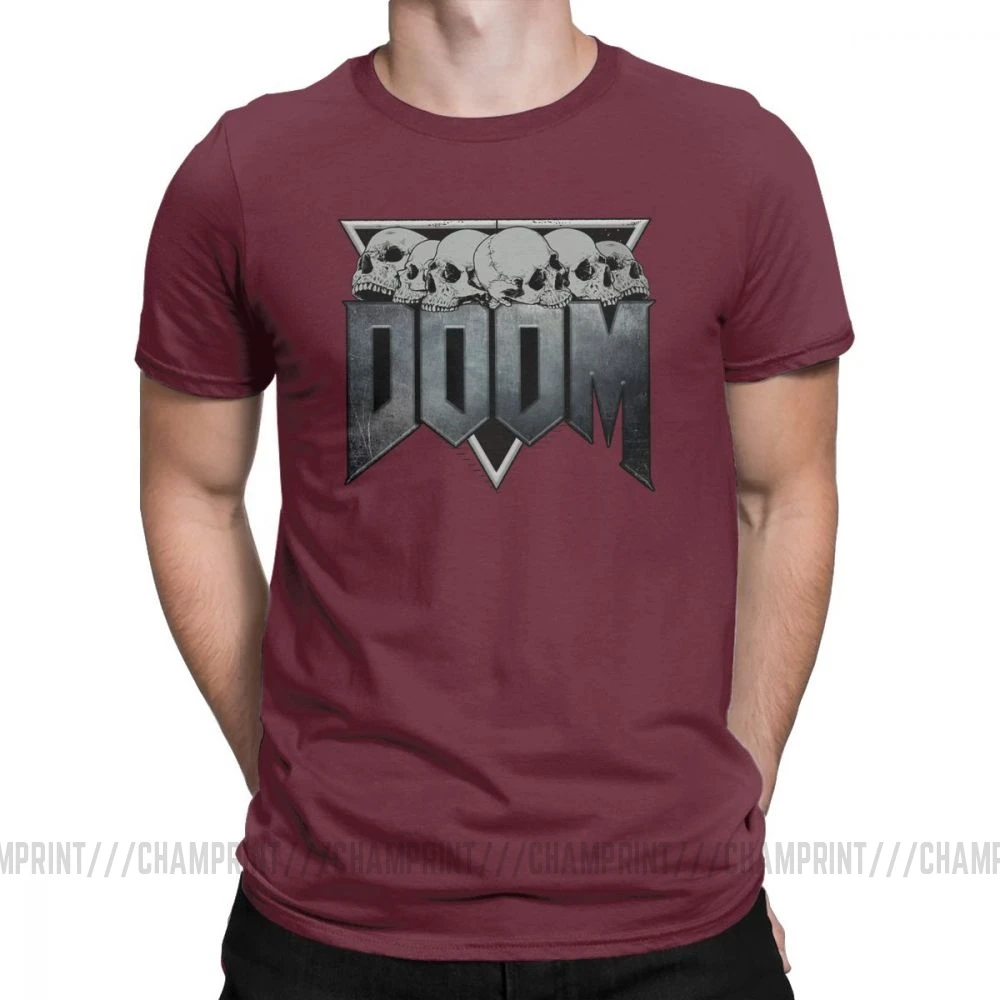 Мужская футболка Doom Eternal, хлопок, футболка, короткий рукав, игра, Конан, варвар, Тулса, змеиный культ, футболка, одежда с принтом - Цвет: Бургундия