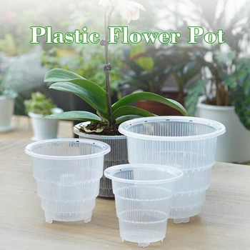 

1pc Mesh Plastic Orchid Pots With Holes Transparent Flower Pot Succulent Plants 3 Sizes Flowers Mesh Pot Container Garden Decor