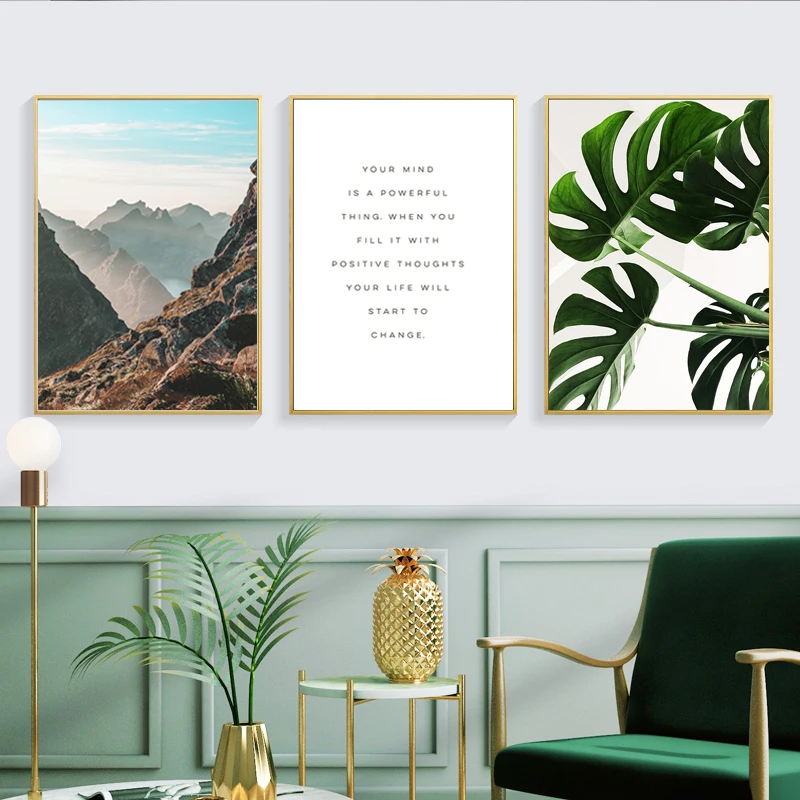 Скандинавия тропический зеленый лист природы картины холст картины печать интерьер плакаты стены искусства для гостиной домашний декор