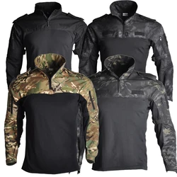 Camisa exército de combate tático, camiseta militar, caminhadas, airsoft, multicamadas, camuflagem, caça, pesca, roupas masculinas