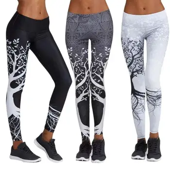 

High Waist Leggings Women Elastic Sports Tights Branch Print Pants Female Ladies Casual Fitness Sports Butt Lift Trousers