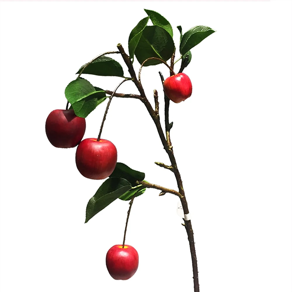 74cm 6PCS New Artificial Plants Fruit Long Branch Apple Branchs Fake Berry Tree Green Leaves Office Living Room Kitchen Decor