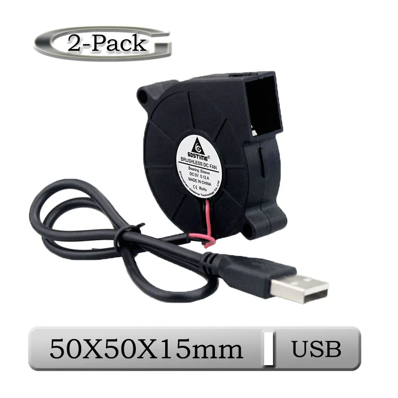 2 шт. Gdstime DC 5 В USB вентилятор охлаждения 50 мм x 15 5015 машина Equitment вытяжной охладитель