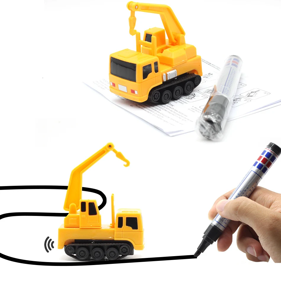 Новая волшебная ручка Индуктивный автомобиль грузовик Следуйте любой нарисованной черной линии трек мини игрушка инженерные транспортные средства обучающая игрушка