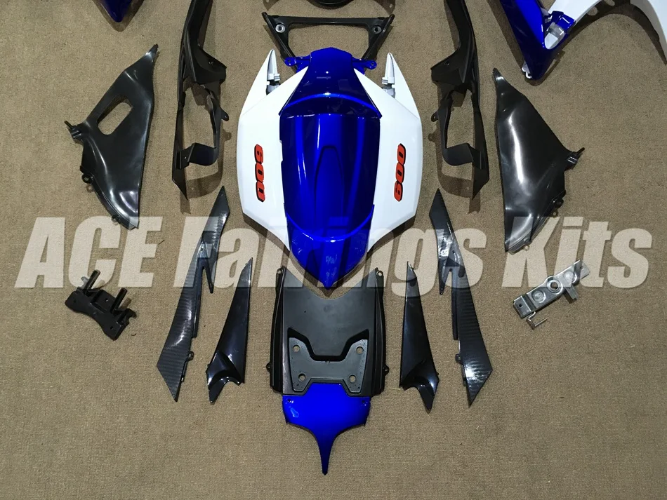 Синий белый(литье под давлением) ABS обтекатель комплект для Suzuki GSX-R600 GSX-R750 K8 2008 2009 2010 Обтекатель Набор мотоцикл крышка