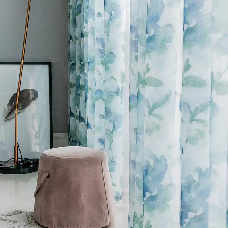 Вуаль с цветочным принтом занавески для гостиной прозрачные Занавески окна