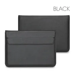 Premium PU Leather Laptop Sleeve & Protector Case - Elegant Notebook Cover - 13-14.2 inch (Black)