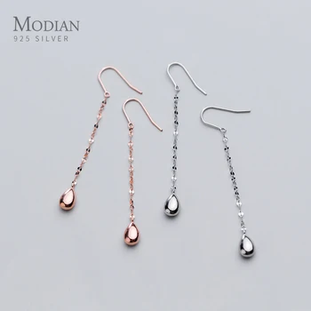

Modian 2020 NEW Water Drop Simple Long Chain Dangle Earrings for Women 925 Sterling Silver Fine Jewelry Bijoux Drop Earring Gift