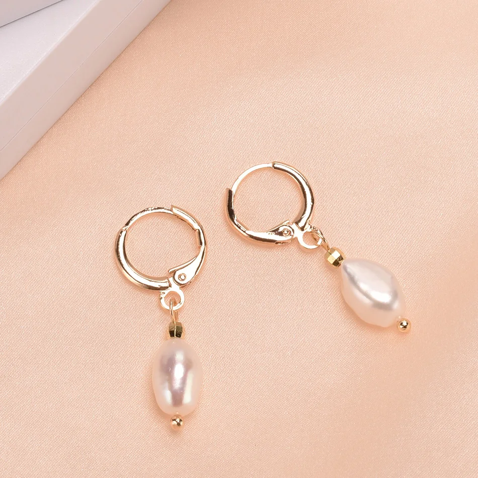 14K Gold Plated Natural Baroque Freshwater Pearl Drop Earrings Party Gifts Fashion Design Women Jewelry Wholesale