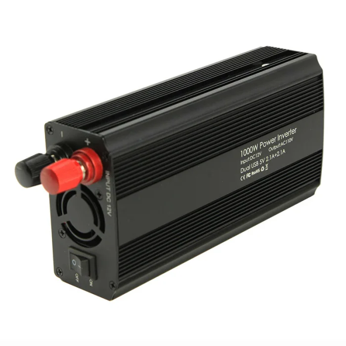 1000W Car Power Inverter DC 12V To AC 110V 2 AC Outlets RV Solar Converter C44